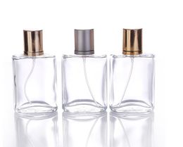 50 stks / partij Helder Lege Glas 30 ML Spray Perfume Flessen Draagbare Cosmetische Containers met Goud en Grijze GLB voor Parfum in aandelen
