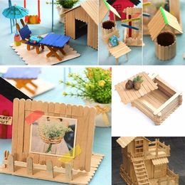 50pcs / lot coloré en bois Popsicle bâtons en bois naturel Sticks de crème glacée pour enfants