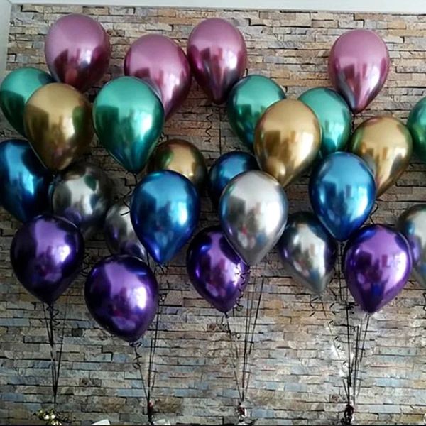 50 pcs/Lot ballon de fête coloré 12 pouces décoration de fête Latex Chrome ballons à hélium métallique mariage anniversaire bébé douche décorations d'arc de noël Ballon