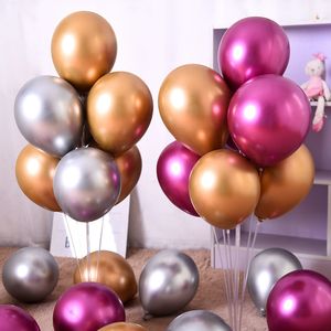 50 pcs/Lot Coloré Partie Ballon Décoration De Fête 10 pouces Latex Chrome Métallique Hélium Ballons De Mariage Anniversaire Bébé Douche De Noël Arch Décorations JY0938