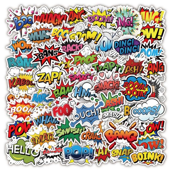 50 Pcs/Lot Cool Wow BOOM BANG OMG OOP Style autocollants boom exploser Graffiti Enfants Jouet Planche À Roulettes voiture Moto Vélo Autocollant Stickers En Gros