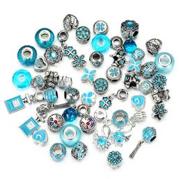 50pcs/lot Crystal Glass Charms Alloy Large Hole Beaded Fit for Bracelets Necklaces DIY Jewelry 10 colors