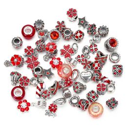 50PCS/Lot Crystal Loose Spacer Craft Charms Big Hole European Beads Pendant Accessories For Necklace Bracelet Jewelry DIY Making