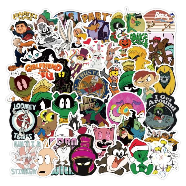 50 Unids / lote Linda Animación Conejo Pegatinas Looney Tunes Pegatina Dibujos Animados Creativo Graffiti Pegatinas Bicicleta Monopatín Guitarra Maleta Calcomanías Impermeables