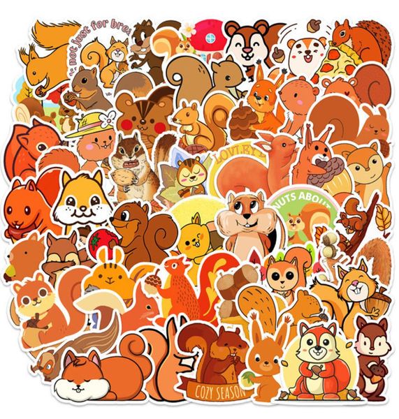 50pcs / lot mignon dessin animé écureuil autocollant pack pour enfants jouets ordinateurs portables bouteille d'eau coque de téléphone bricolage planche à roulettes bébé scrapbooking 4777096