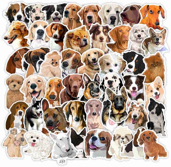 50 unids/lote de pegatinas bonitas para perros, pegatinas impermeables sin duplicados, guitarra, bicicleta, maleta, botella de agua, casco, calcomanías para coche, regalos para niños, juguetes, Golden Retriever Teddy