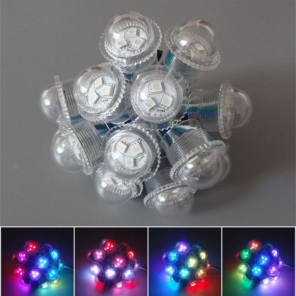 50pcs / lot DC12V WS2811 26mm de diamètre couvercle transparent module LED lumière ponctuelle exposée 3 LED 5050 SMD RGB puces 3 LED pixel waterpr253Y