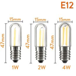 50 pcs/Lot E12 1 W LED réfrigérateur congélateur Filament lumière COB ampoules à intensité variable lampe blanc froid AC 110 V remplacer 10 W lampes halogènes