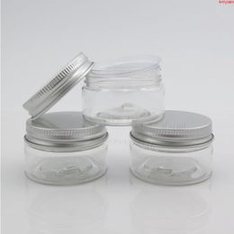 50 stks/partij Lege PET Plastic Potten Aluminium Zilveren Deksels Clear Potten Cosmetische 30g 1 oz Containerhigh qualtity Micvu