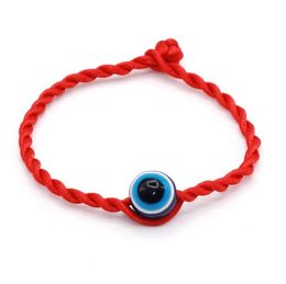 50 stks / partij mode rode draad string blauwe boze oog armband lucky rode handgemaakte touw armband voor vrouwen mannen sieraden minnaar