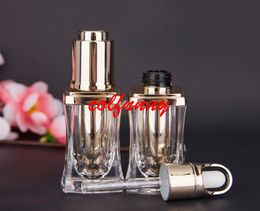 50 stks / partij Snelle verzending 10ml hoogwaardige acryl gouden parfum / essentiële olie / cosmetica glazen verpakking fles
