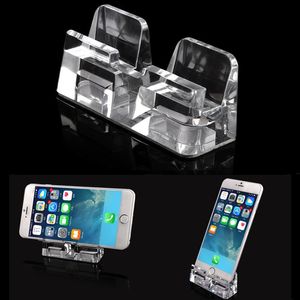 50 stks / partij vaste display standhouder plastic display stand transparante mobiele telefoon stand mobiele telefoon verticaal