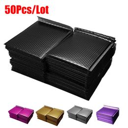 50 stks Lot Schuim Envelop Zakken Self Seal Mailers Padded Zwart Goud Enveloppen Met Bubble Mailing Zak Pakketten Black222K