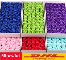 50 stks / partij Foam Rose Artificial Flower Boeket Multicolor Rose Wedding Flower Decoratie Scrapbooking Fake Rose Flower 3 Lagen Bloemen