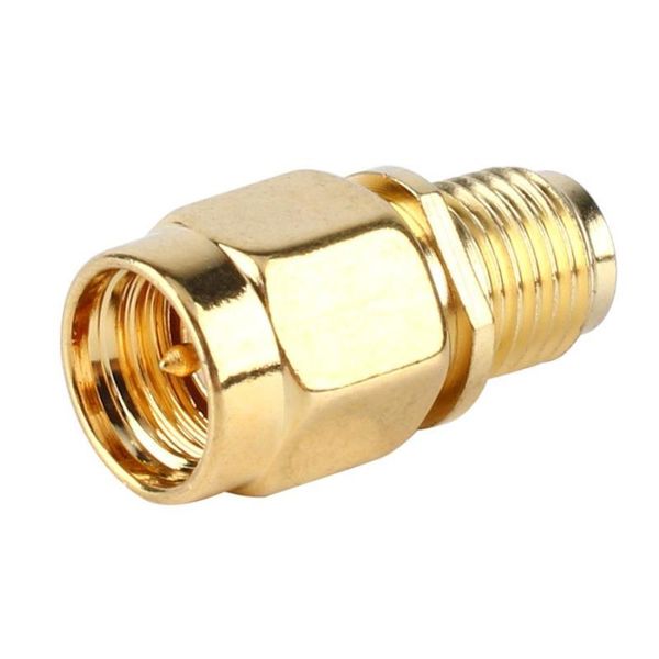 50 unids / lote para cable coaxial RF Color chapado en oro RP SMA hembra Jack a SMA macho enchufe recto Mini Jack enchufe adaptador de conector de cable Msxvt