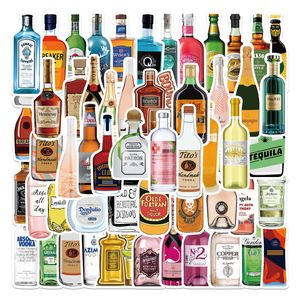 50pcs / lot drôle de dessin animé bière champagne champagne alcool bouteille graffiti autocollants pour skateboard ordinateur portable lage réfrigérateur téléphone autocollant autocollant