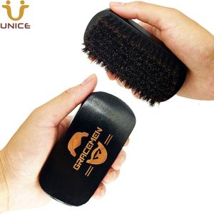 Brosse pour cheveux de barbe MOQ 100 PCS Bonne qualité LOGO personnalisé Rectangle Manche en bois noir avec brosses en poils de sanglier pur Hommes Toilettage Moustache Moustache