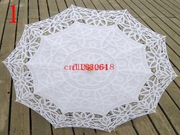 50 stks / partij Gratis verzending Handgemaakte Diameter 38 "Classic Long-Handhendement Bruids Bruiloft Kant Parasols Paraplu voor Bruiloft Gunst