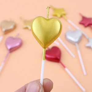 50pcs / lot Shape Shape Bougie amour bougies Mini Bougie Anniversaire Gâteau Décor Bougies Saint Valentin Décoration 5 couleurs en gros DBC BH2694