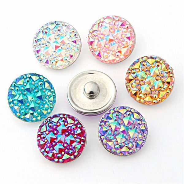 50pcs lot de haute qualité sept couleurs rondes en résine gingembre boutons-pression ronds en verre boutons-pression Bracelets adaptés 18mm boutons-pression bijoux281z