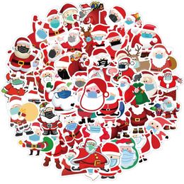 Autocollants de masque de père noël de noël, 50 pièces/lot, autocollants en vinyle imperméables, sans doublon, pour ordinateur portable, bouteille de Skateboard, voiture, offre spéciale