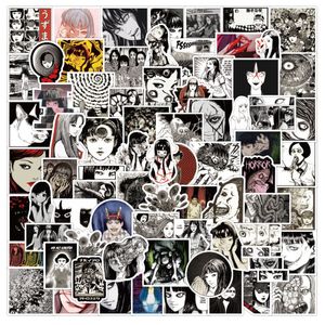 50 Unids / lote Japonés Junji Ito Horror Comics Tomie Etiqueta Negro Blanco Graffiti DIY Car Styling Pegatinas de Coche Impermeables para Laptop Skateboard Calcomanías