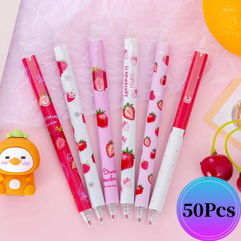 50Pcs/Lot Korean Style Gel Pen School Pens For Writing Aesthetic Stationery Funny Original To Write Kawaii Ink Pencils