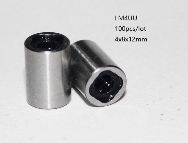 50 pcs/lot LM4UU 4mm roulements à billes linéaires douille coulissante linéaire roulements à mouvement linéaire pièces d'imprimante 3d cnc routeur 4x8x12mm