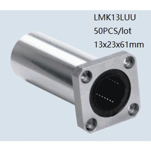 50 unids/lote LMK13LUU 13mm rodamientos de bolas lineales tipo largo rodamientos de brida cuadrada rodamientos de movimiento lineal piezas de impresora 3d enrutador cnc 13x23x61mm