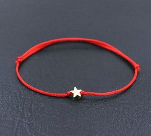 50 stks / partij Lucky Golden Star Charms Armband voor Vrouwen Rode String Verstelbare Armband Sieraden