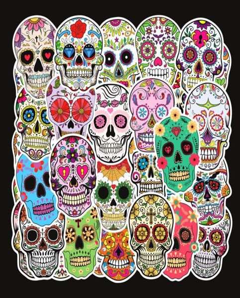 50pcs Lote Magic Color Horror Calaveras impermeables PVC Pegatizas extraíbles para el portátil Caja de equipaje Case de automóvil Graffiti S1037480