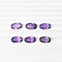 50 unids / lote Medio Púrpura 3x4-4x6mm Oval Brillante Faceta Corte 100% Auténtico Cristal de Amatista Natural Piedras preciosas de alta calidad para Jew291L