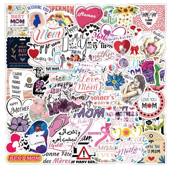 50 Pcs/lot fête des mères décoratifs Doodle autocollants bricolage journal ordinateur portable bagages Skateboard Graffiti décalcomanies amusant pour enfant