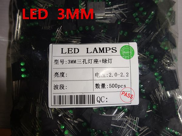 Composants électroniques 50 pcs/lot 3mm vert LED lumineuses lumières diodes électroluminescentes en stock