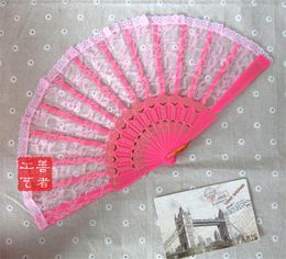 50 stks / partij Nieuw! bruiloft witte kant ventilator hand fans fancy jurk geisha / Spanish DHL gratis verzending