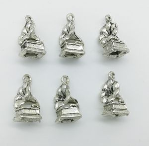 50 stks / partij oude fonograaf hoorn charms hangers retro sieraden accessoires DIY antieke zilveren hanger voor armband oorbellen sleutelhanger 17 * 10mm