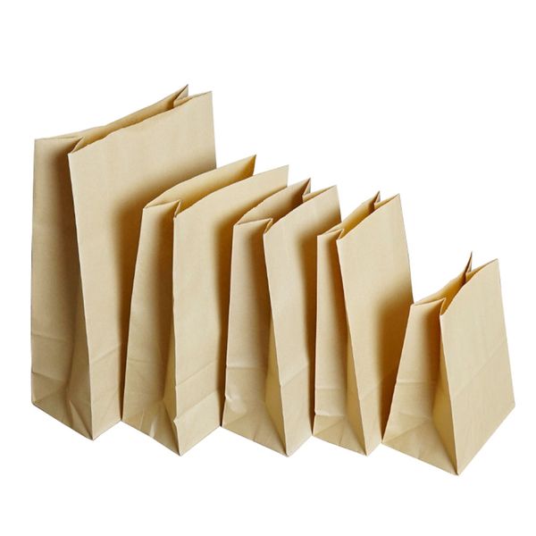 50 Pcs/Lot ouvert haut brun Kraft papier sac Shopping paquet pochette pour Sandwich stockage des aliments fond plat cadeau jouet artisanat emballage sacs