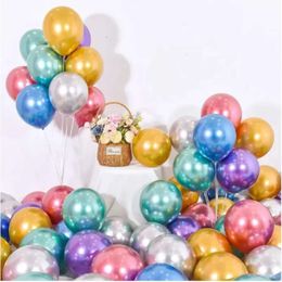 50 stcs/lot Pearl 10 inch nieuwe glanzende metalen latex ballonnen dikke chroom metalen metalen kleuren lageerbare luchtballen verjaardagsfeestje decor 20lot c0711g13 lic