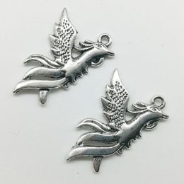 50pcs lot phoenix oiseaux Charmes en alliage Pendentif Jewelry rétro Faire du clés de clés de bricolage