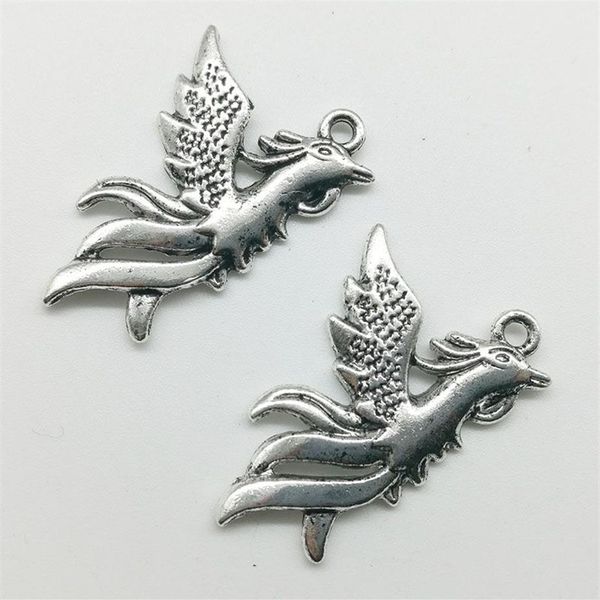 50pcs / Lot Phoenix Birds Alliage Charms Pendentif Rétro Fabrication de Bijoux DIY Porte-clés Pendentif En Argent Antique Pour Bracelet Boucles D'oreilles Neckla2360