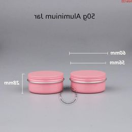 50 teile/los Förderung 50g Leere Aluminium Creme Jar Solide Rosa Fläschchen Gesichts Container Nachfüllbare Flasche Frauen Fall für Powderhood menge Nodlj