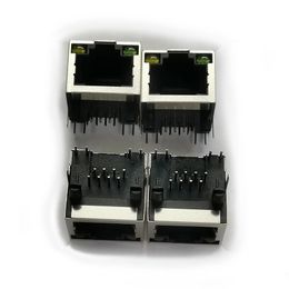 50 stks/partij RJ45 8P8C Vrouwelijke Jack/Socket Connector Type Stalen Schild Netwerk 90-Graden Met LED