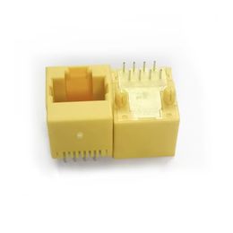 Connecteur de prise Jack femelle RJ45 8P8C, en plastique, couleur jaune, Type Vertical pour réseau Internet modulaire, 50 pièces/lot