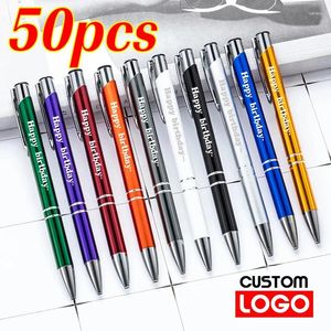 50pcs / lot Vendre le logo Ballpoint Custom Soutien Logo Publicité en gros Cadeau personnalisé Nom gravé