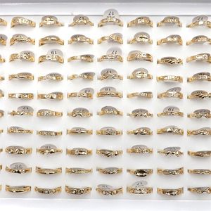 50 stks veel Eenvoudige Dames Goud Kleur Vinger Ringen Zirconia Element Gemengd Ontwerp Voor Lovers248A