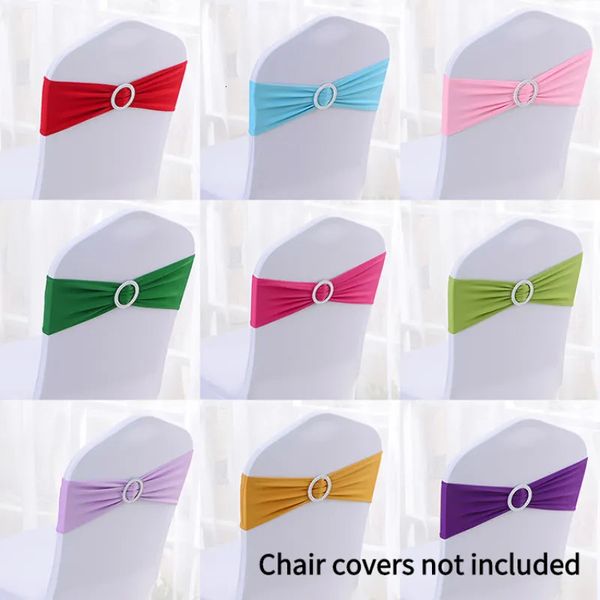 50pcs / lot Stretch Lycra Spandex Chaise Couvre Bandes Avec Boucle Curseur Pour Les Décorations De Mariage En Gros Chaise Ceintures Arc coeur 231227