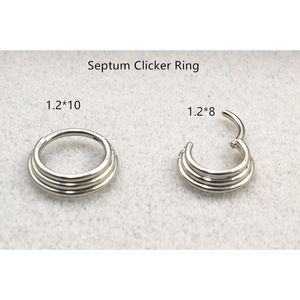 50 stks / partij Chirurgisch Stalen Twist Scharnierende Segment Ring Clicker Cartilage Neus Hoop Septum Ringen 16GX8 / 10mm