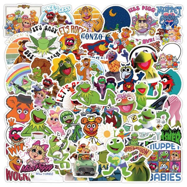 50 unids/lote The Muppet Show Kermit the Frog pegatina de dibujos animados DIY teléfono Laptop equipaje Skateboard Graffiti calcomanías diversión para chico