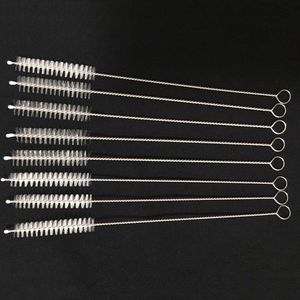 50 Pcs/lot brosse à paille en acier inoxydable épaissie longueur 200mm adaptée pour pailles de 10mm de diamètre brosse à Tube transparente