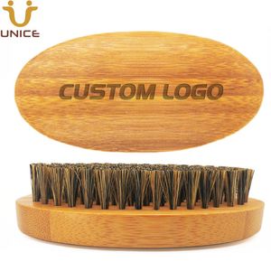 MOQ 50 PCS OEM LOGO Personnalisé Brosse À Barbe En Bambou Qualité Améliorée 100% Poils De Sanglier Styling Outil pour Hommes Poils Du Visage Moustache Moustache